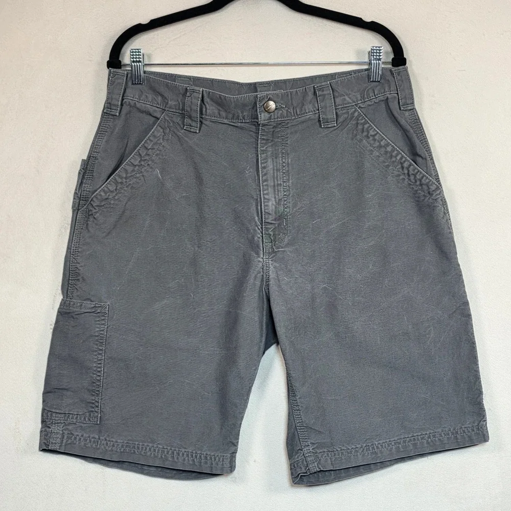 Carhartt Carpenter Shorts Mens 34 Gray Relaxed Fit Canvas Workwear Utility